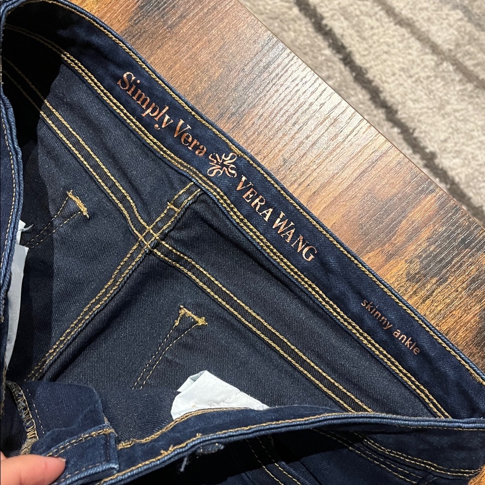 Vera Wang Simply Vera Dark Blue Skinny Ankle Jeans - Picture 3 of 8